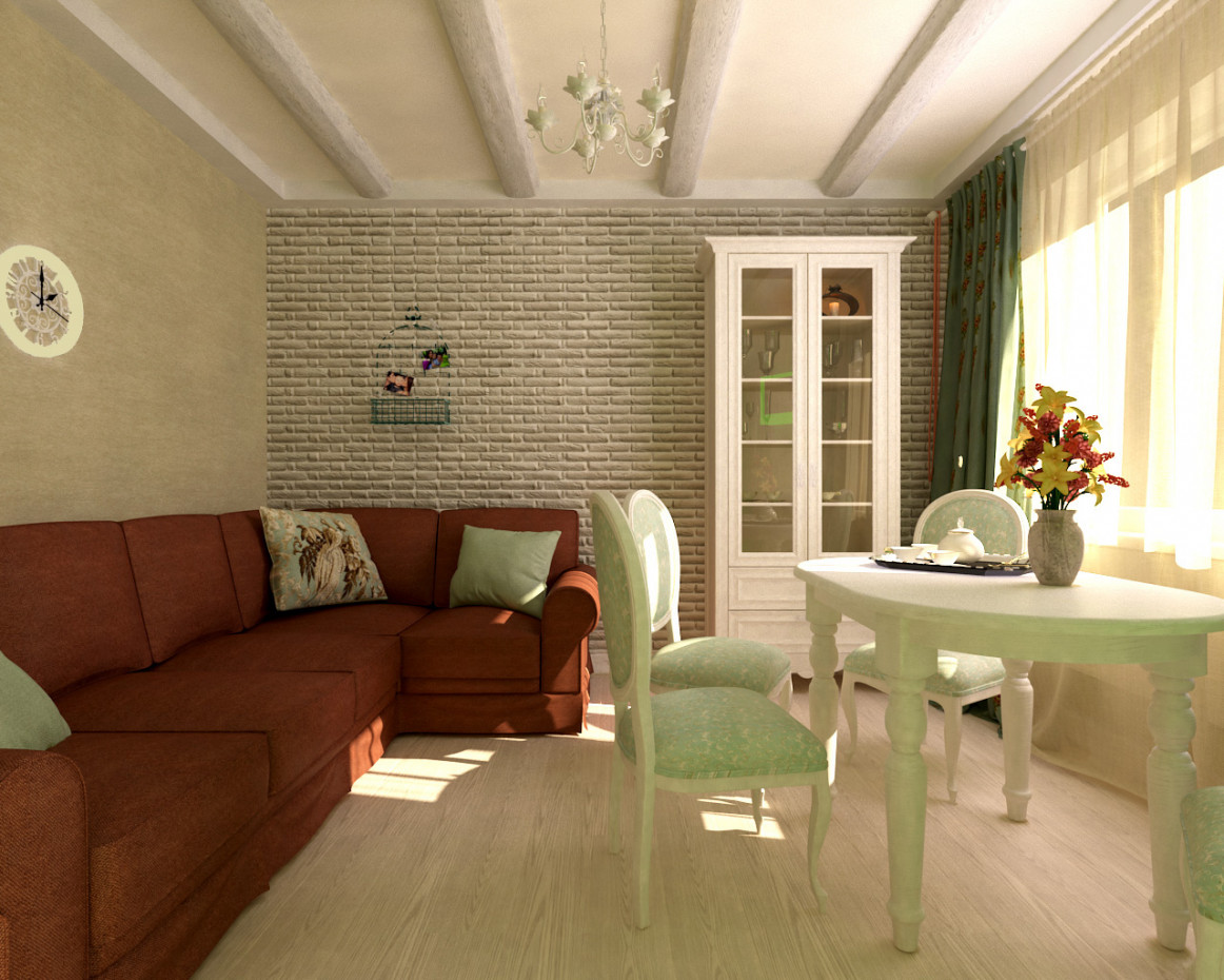 Una piccola sala da pranzo e cucina nel cottage in 3d max vray 3.0 immagine