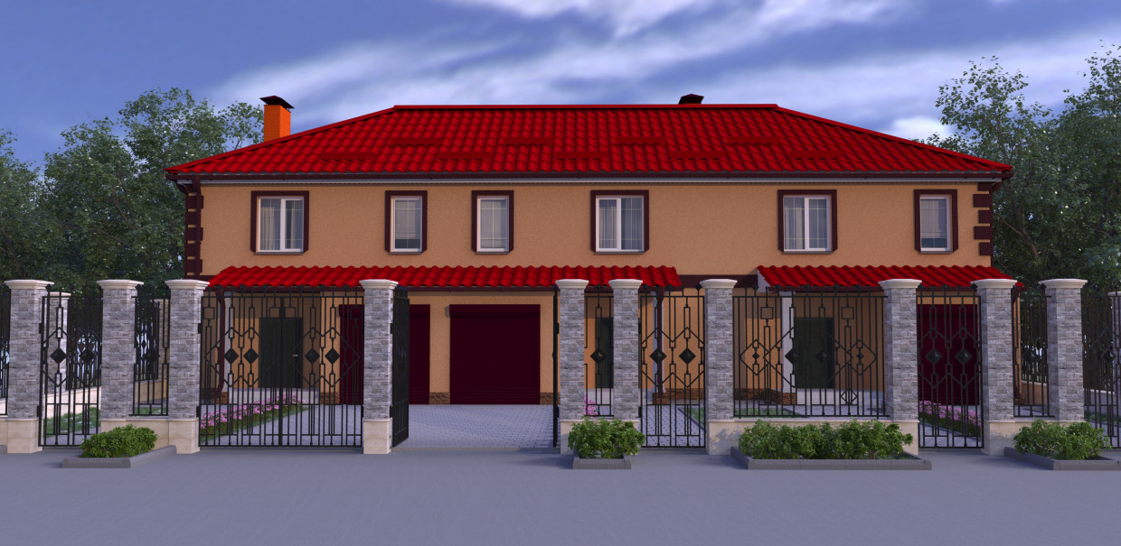 Casa a schiera presso master 3 in 3d max corona render immagine