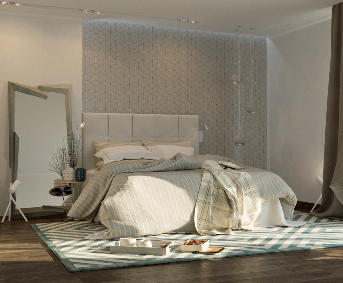 Schlafzimmer in 3d max corona render Bild