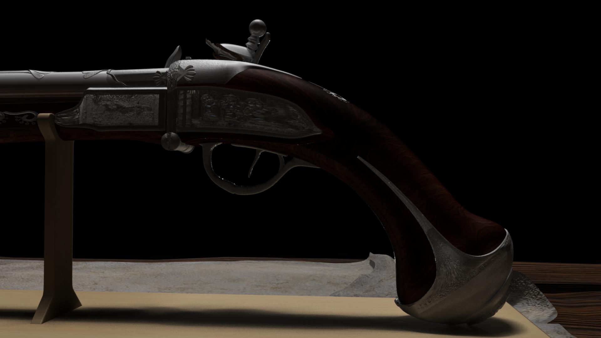 Pistolet de culasse du 18ème siècle dans Maya mental ray image