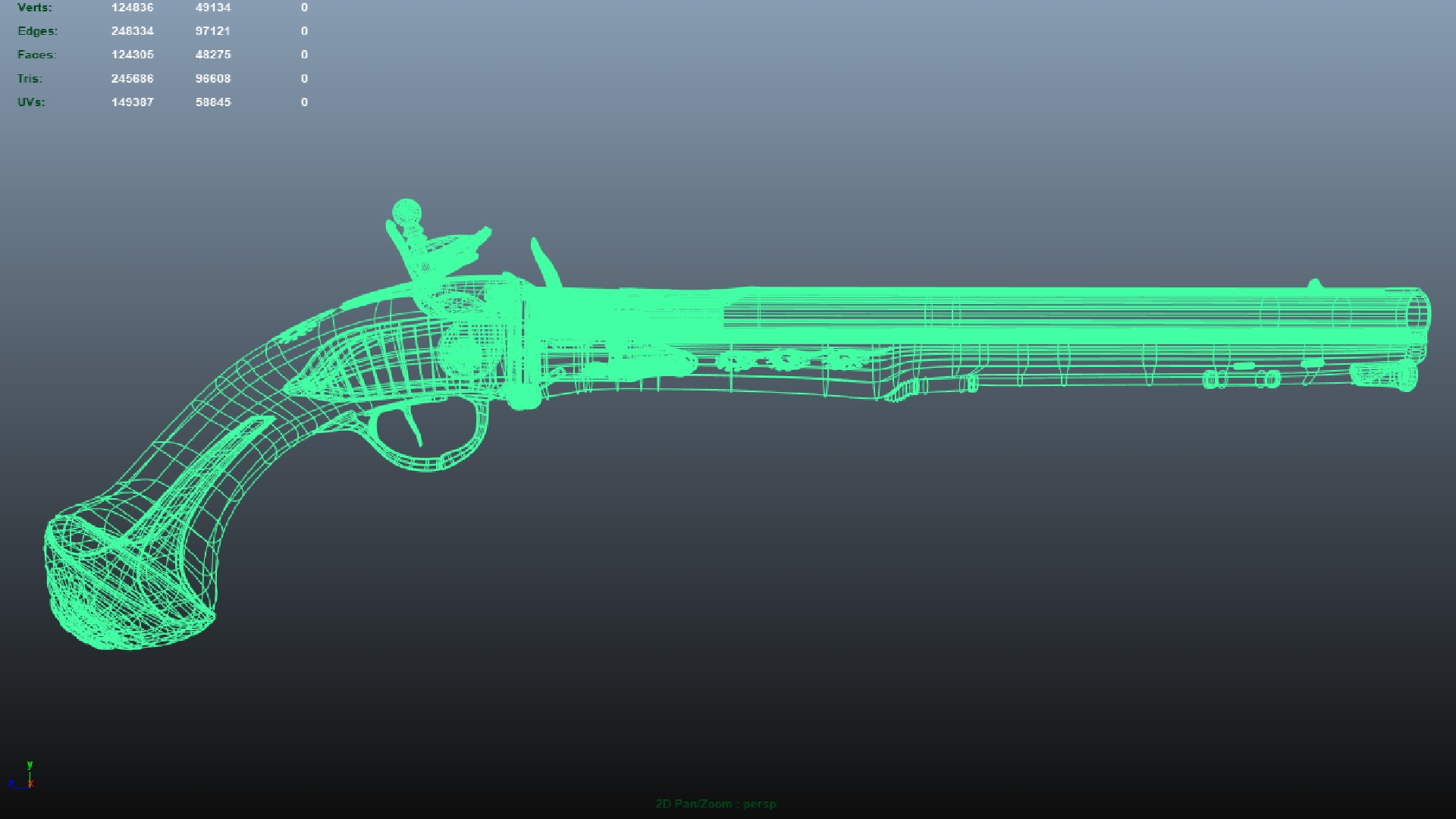 Pistola de culatra do século XVIII em Maya mental ray imagem