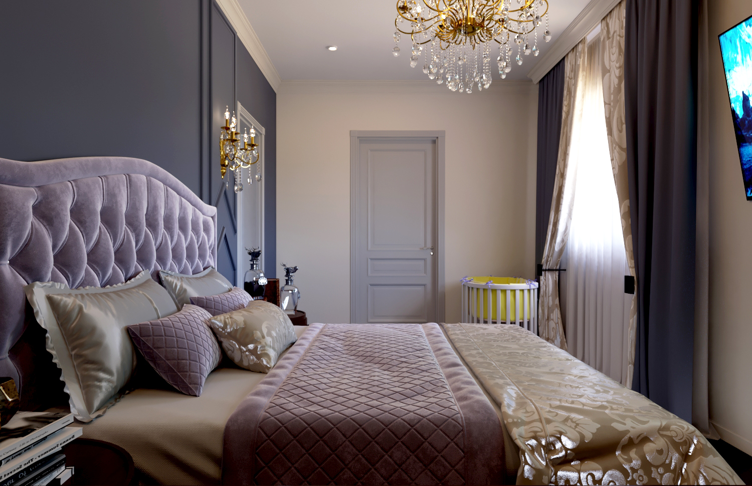 Rendering 3D della camera da letto in 3d max corona render immagine