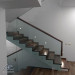 Glass staircase guardrail in a cottage in 3d max vray image