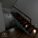 Glass staircase guardrail in a cottage in 3d max vray image