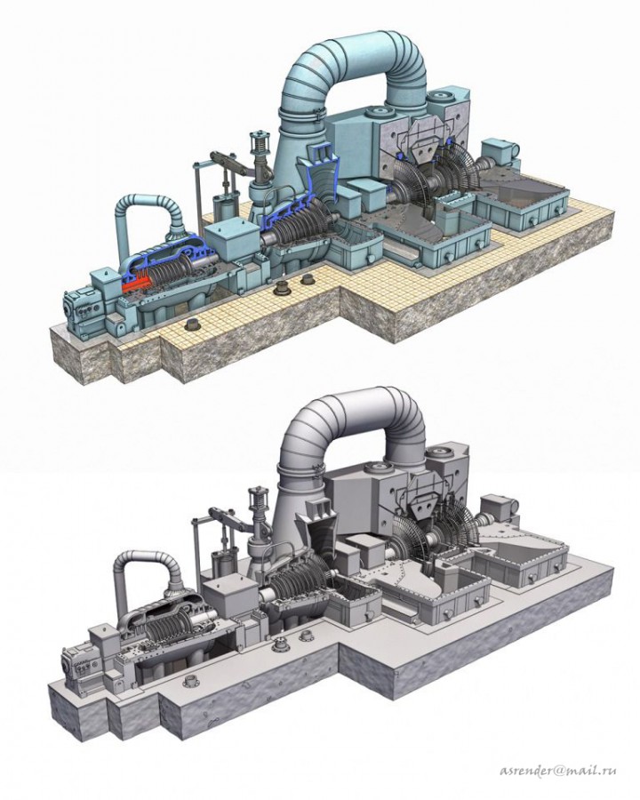 Modèle de turbine centrale dans 3d max FinalRender image