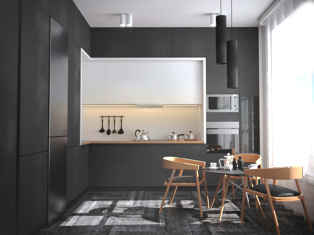 Cucina in Cinema 4d corona render immagine