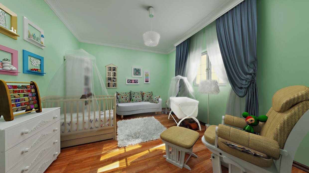 imagen de cuarto de los niños en 3d max vray