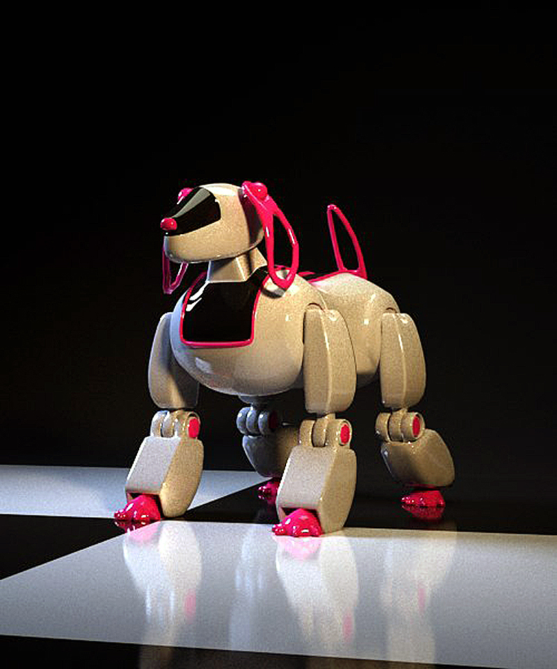 imagen de robot perro en 3d max corona render