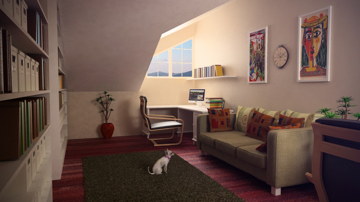 Home office in 3d max vray image