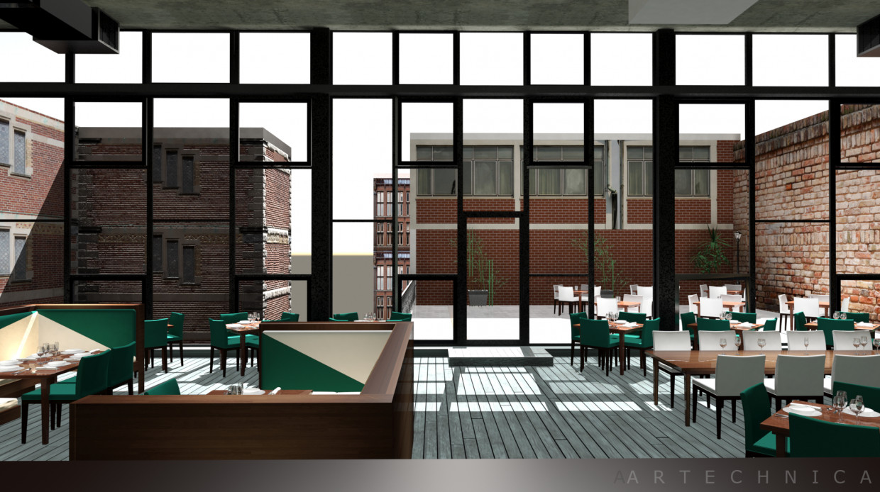 Rooftop Bar and Restaurant em 3d max mental ray imagem