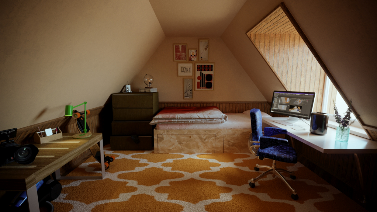 imagen de Habitación del ático en 3d max corona render