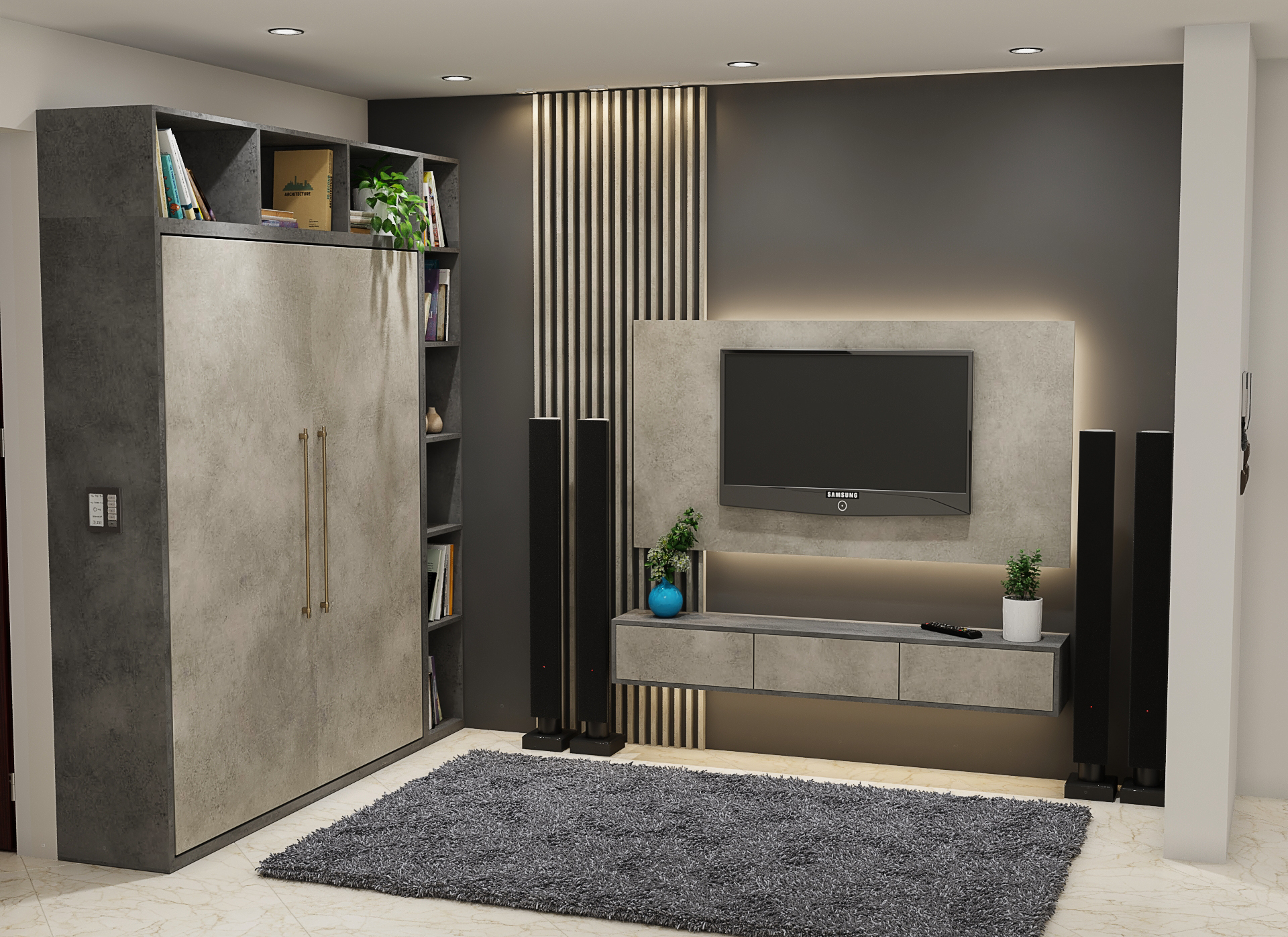 TV & Bett in 3d max vray 5.0 Bild