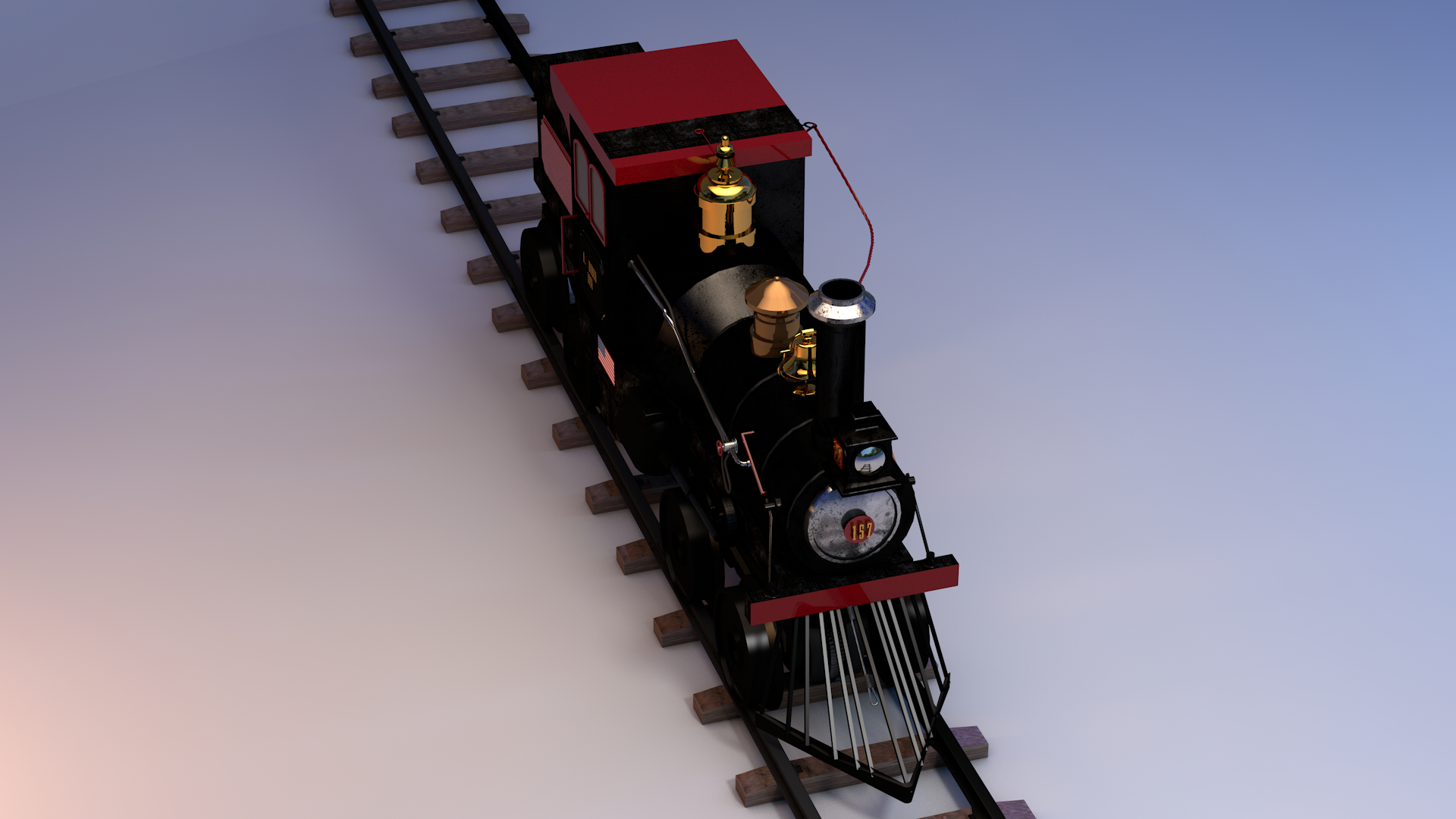 locomotiva a vapor em Cinema 4d maxwell render imagem