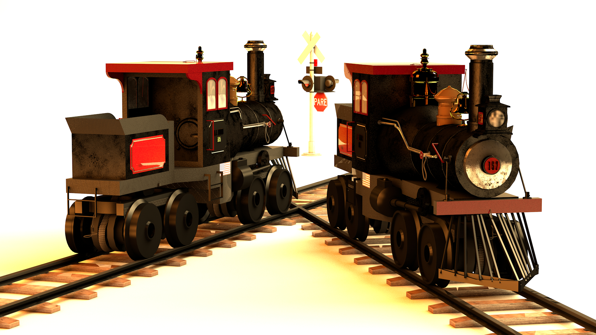 locomotiva a vapore in Cinema 4d maxwell render immagine