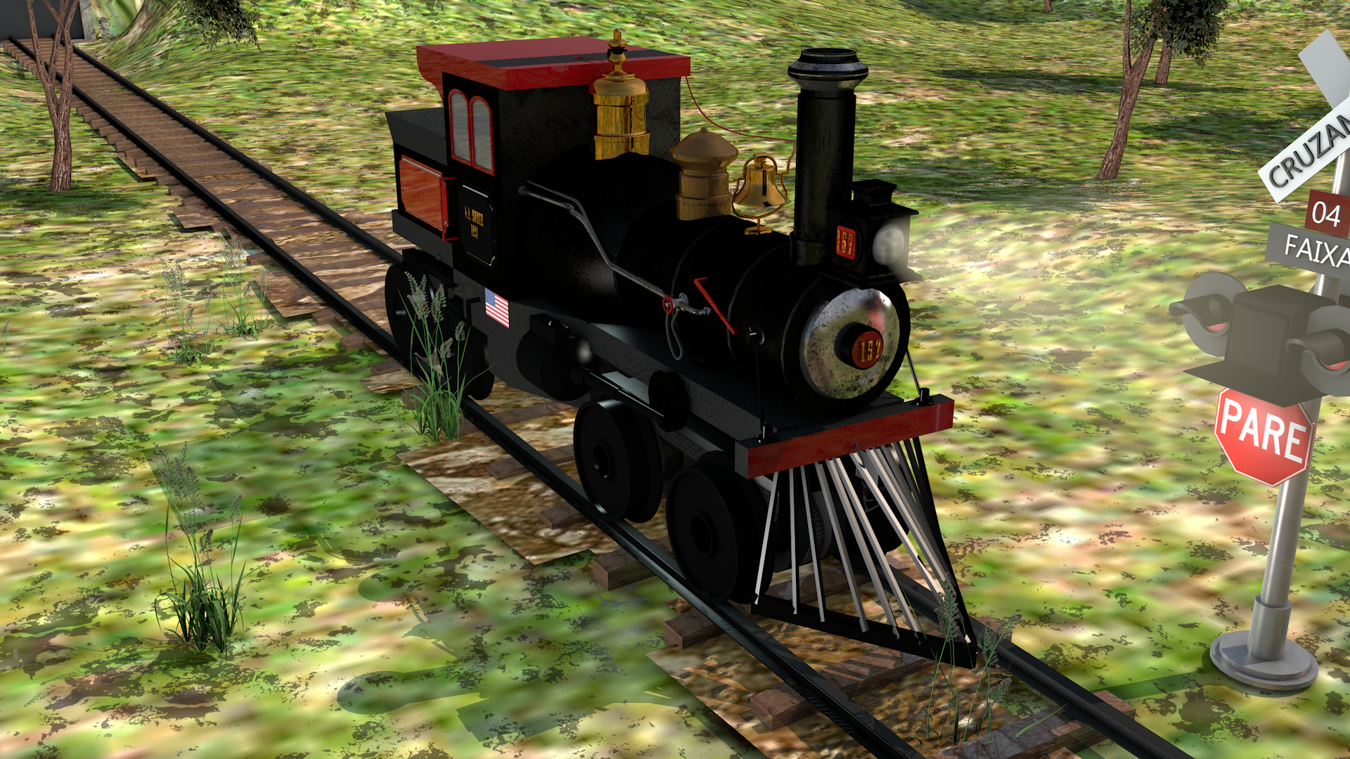 locomotiva a vapor em Cinema 4d maxwell render imagem