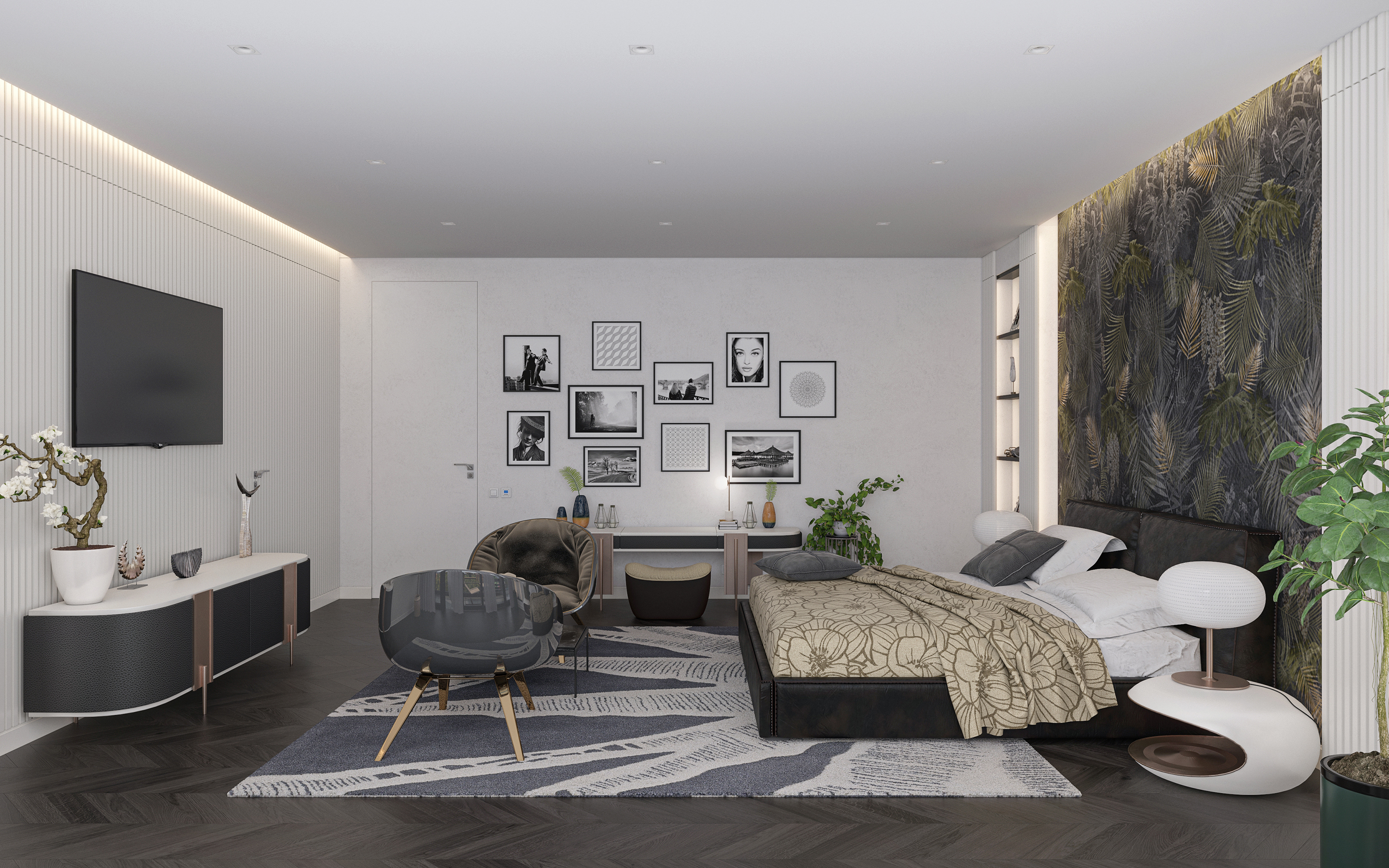 Schlafzimmer in 3d max corona render Bild