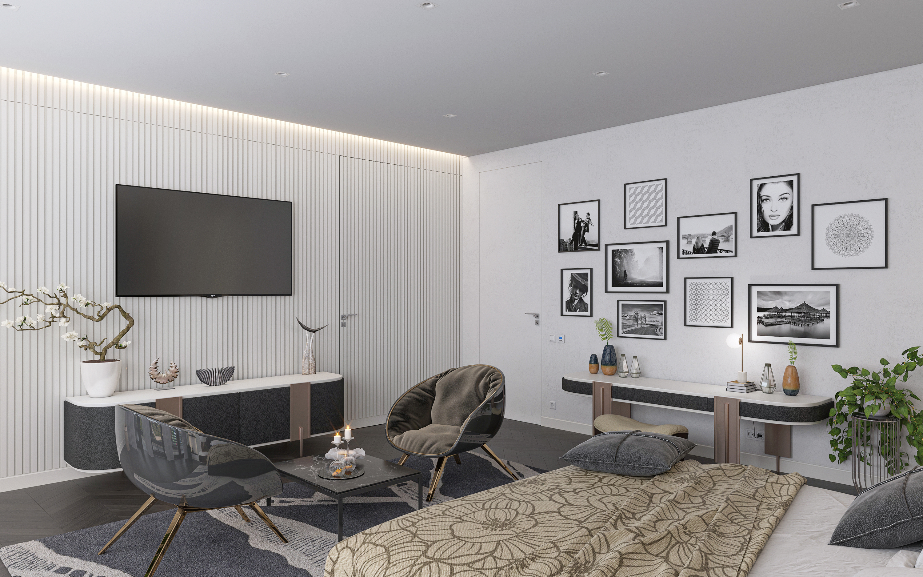 Schlafzimmer in 3d max corona render Bild