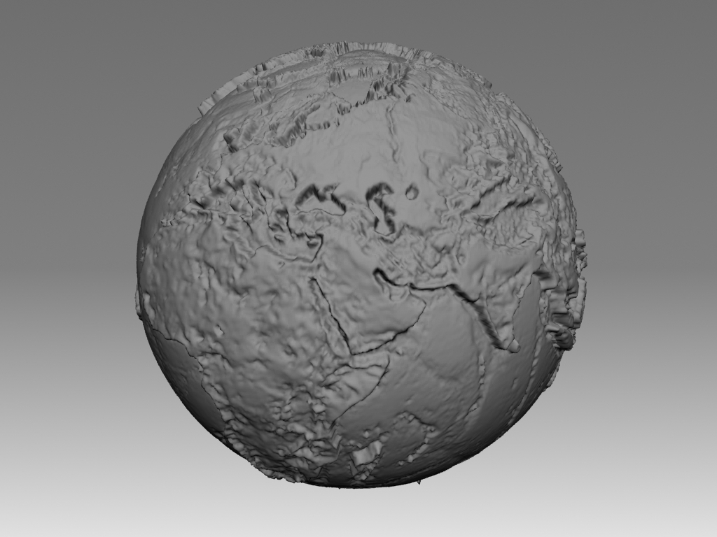 Mapamandi 3D to scale with topographic relief in 3d max mental ray image