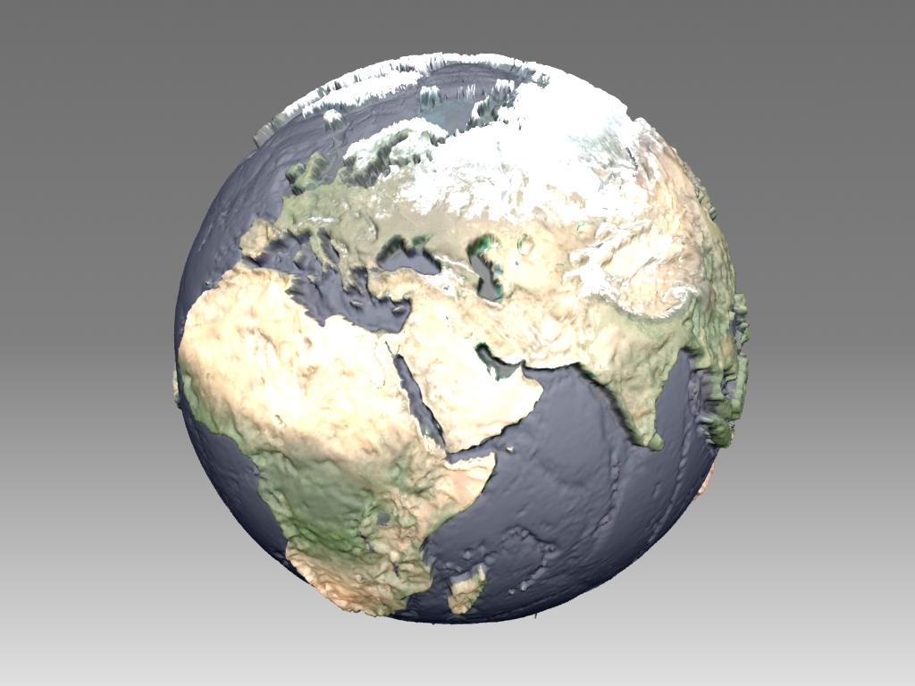 Mapamandi 3D to scale with topographic relief in 3d max mental ray image