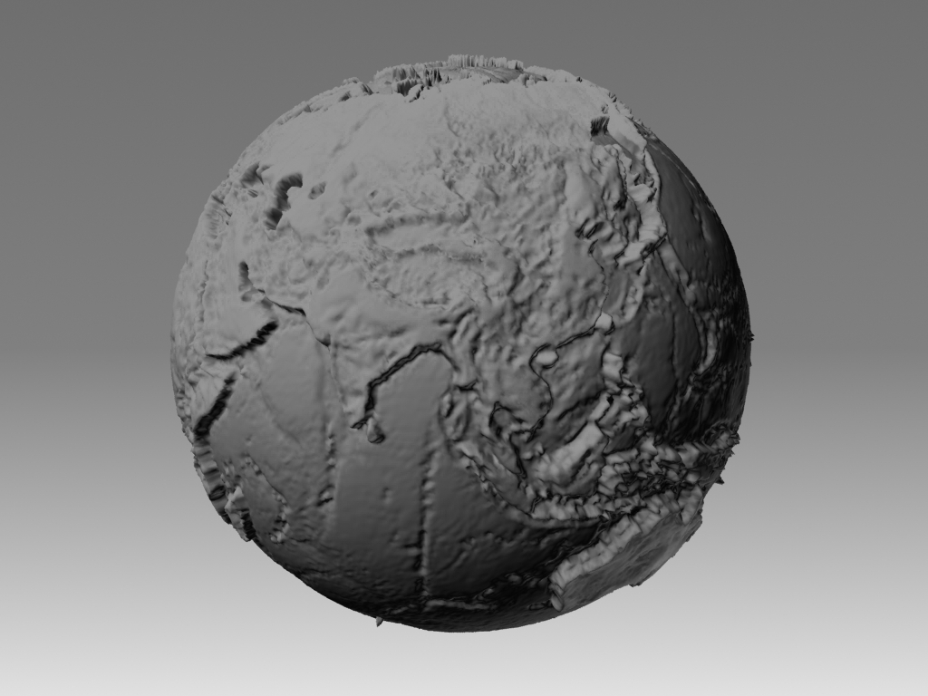 Mapamandi 3D to scale with topographic relief in 3d max mental ray image