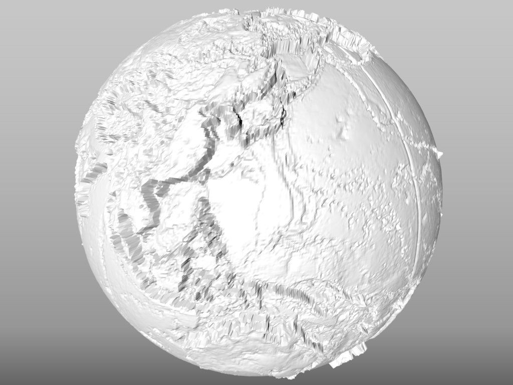 Mapamandi 3D à l'échelle avec relief topographique dans 3d max mental ray image