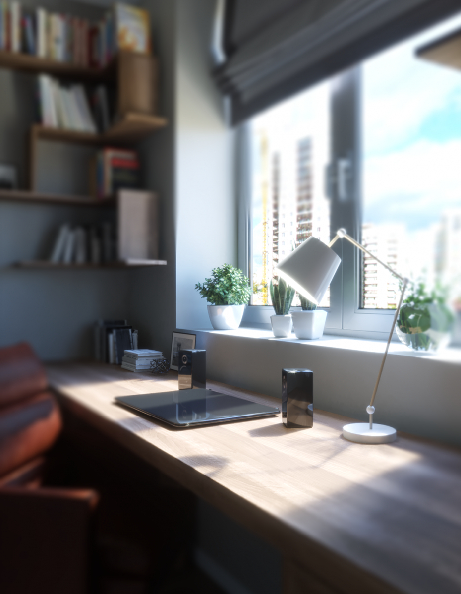 Visualisation 3D: bureau dans l'appartement dans 3d max corona render image