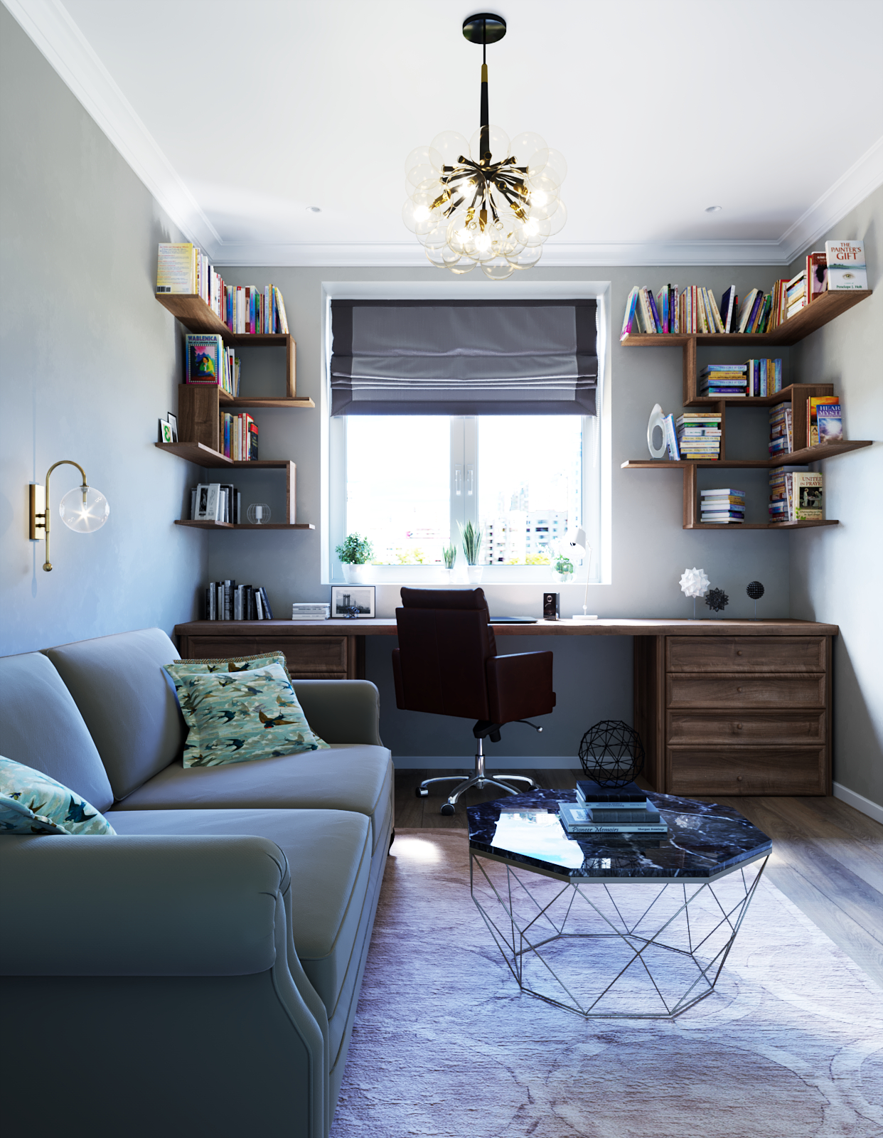 Visualisation 3D: bureau dans l'appartement dans 3d max corona render image