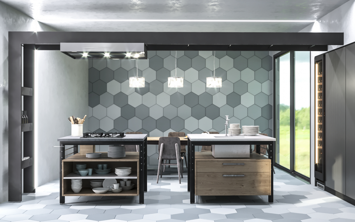 Eggersmann Works Kitchen Visualization in 3d max corona render image