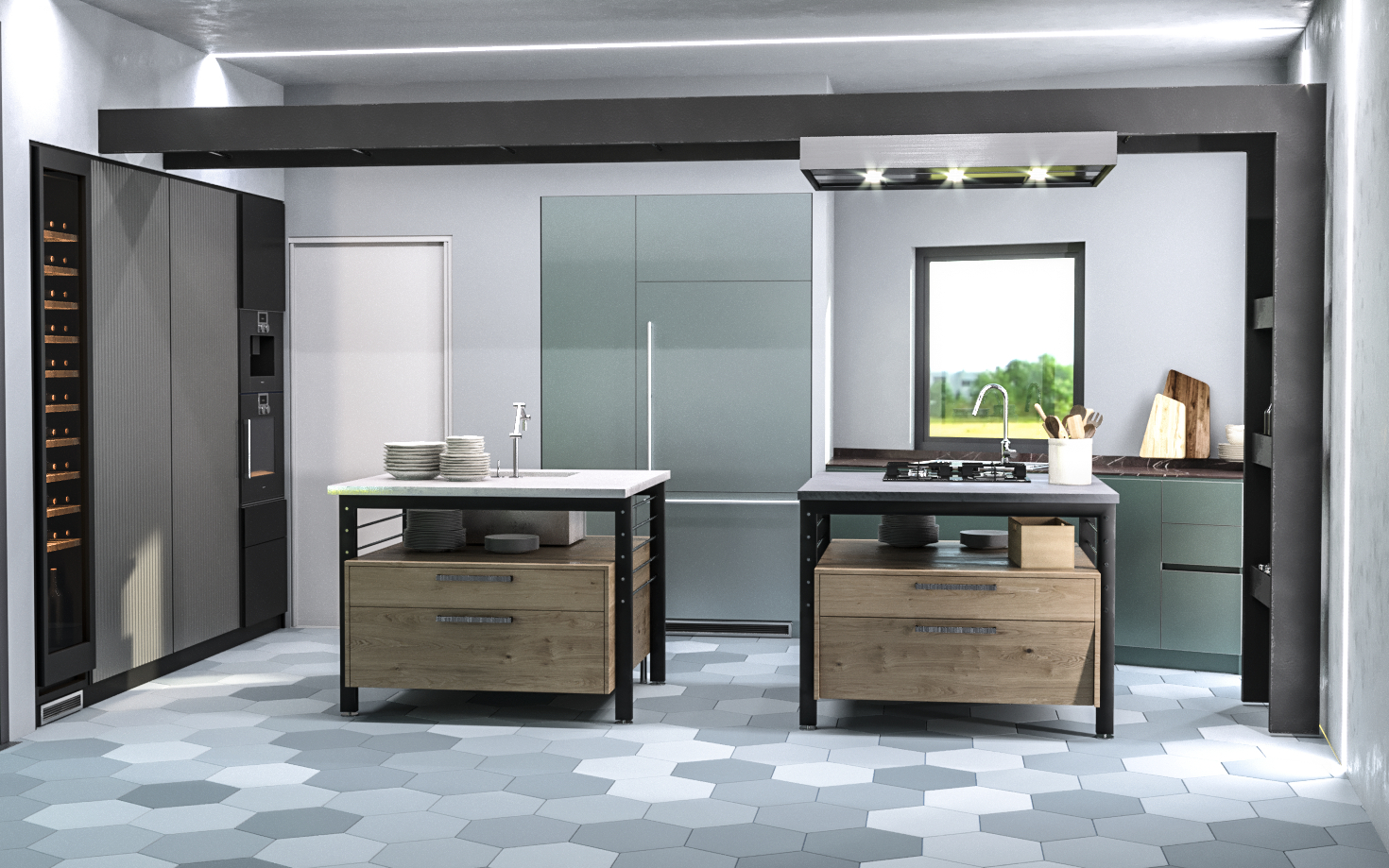 Eggersmann Works Kitchen Visualization in 3d max corona render image