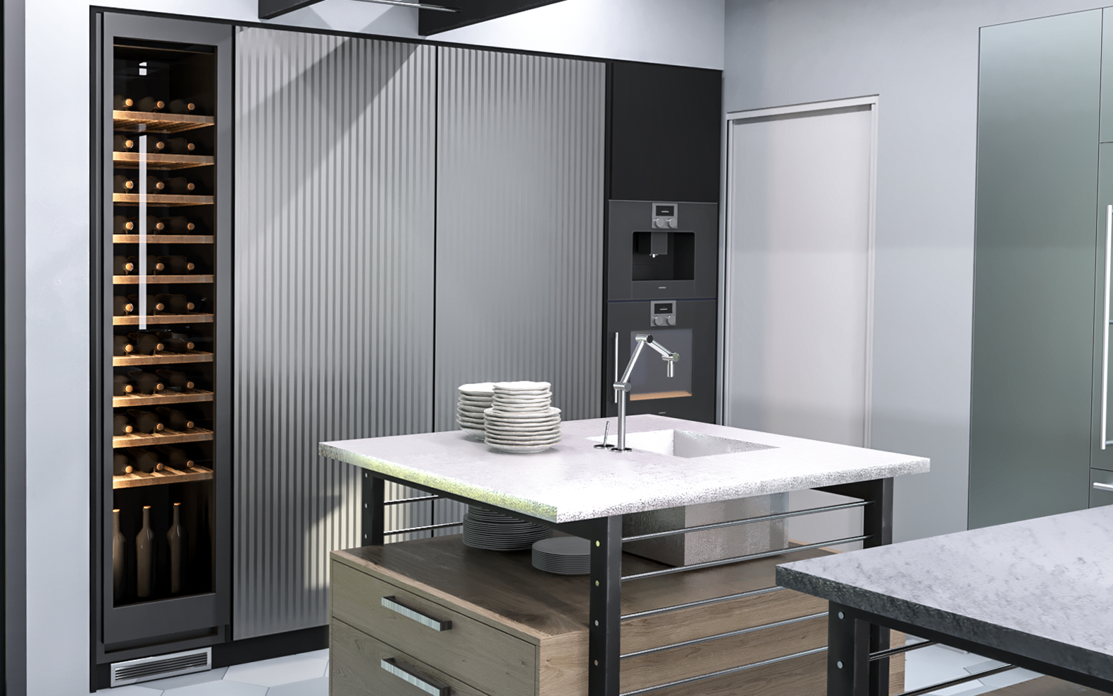 Eggersmann Works Kitchen Visualization in 3d max corona render image