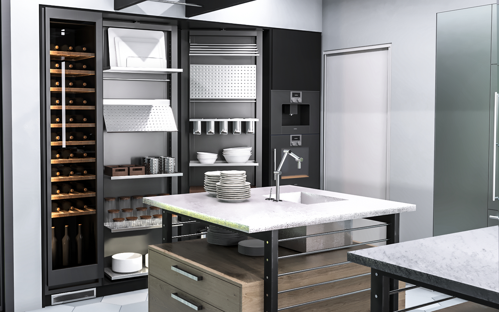 Eggersmann Works Kitchen Visualization in 3d max corona render image