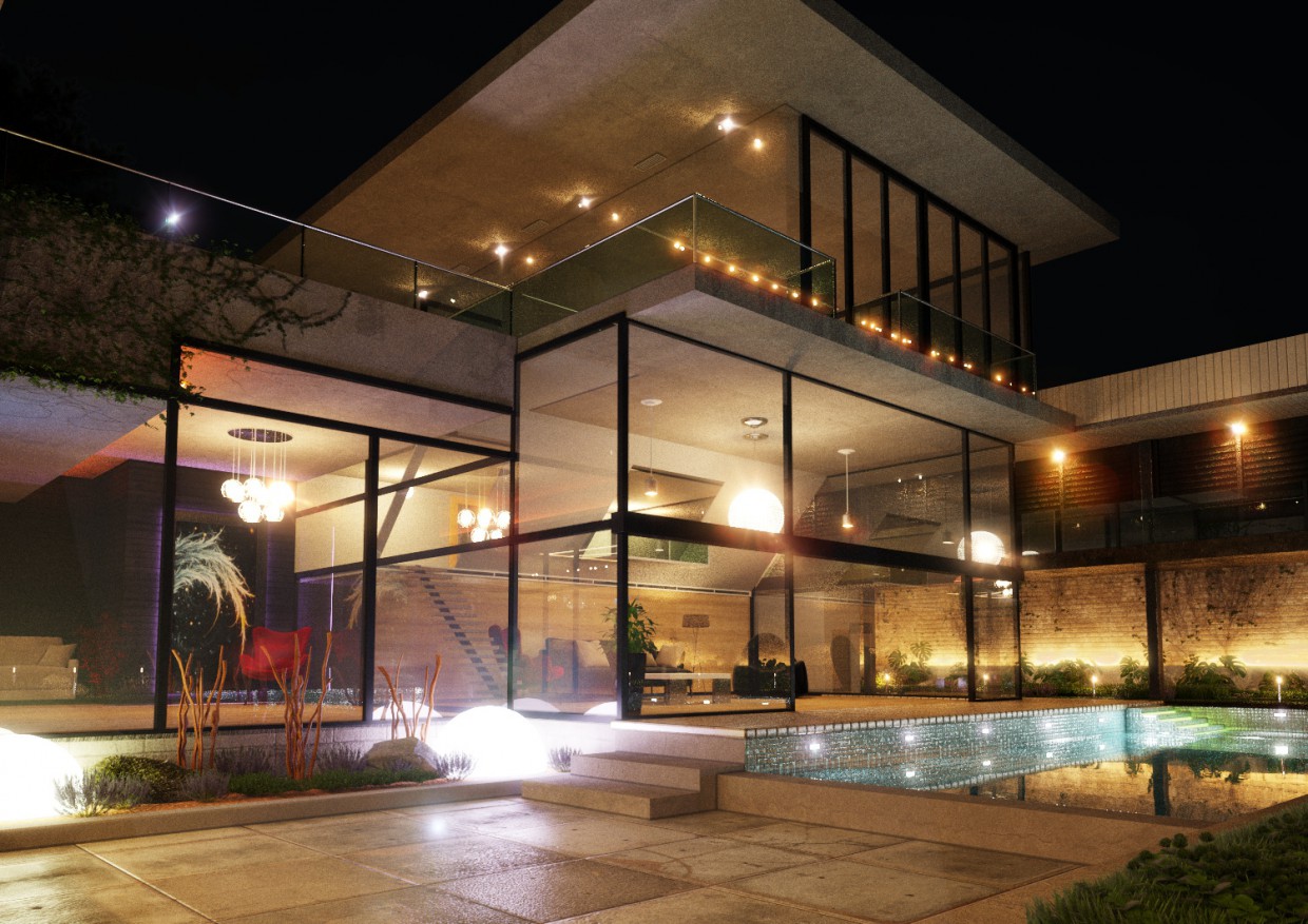 imagen de Exterior noche en 3d max corona render