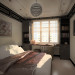 bedroom in a two-room apartment series p-111m in Cinema 4d vray image