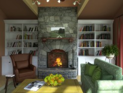 Living room with fireplace