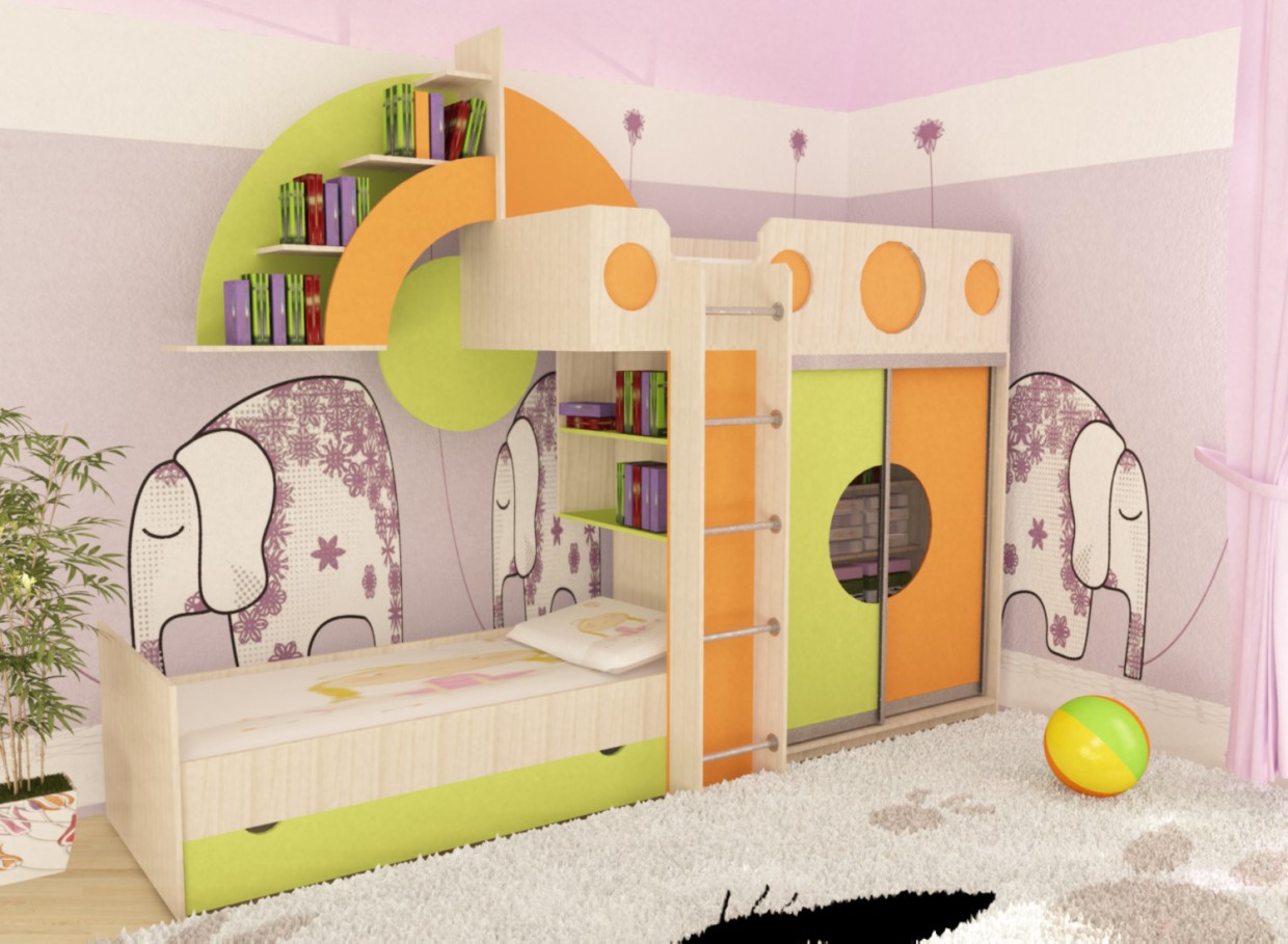 un letto per un bambino in 3d max vray immagine