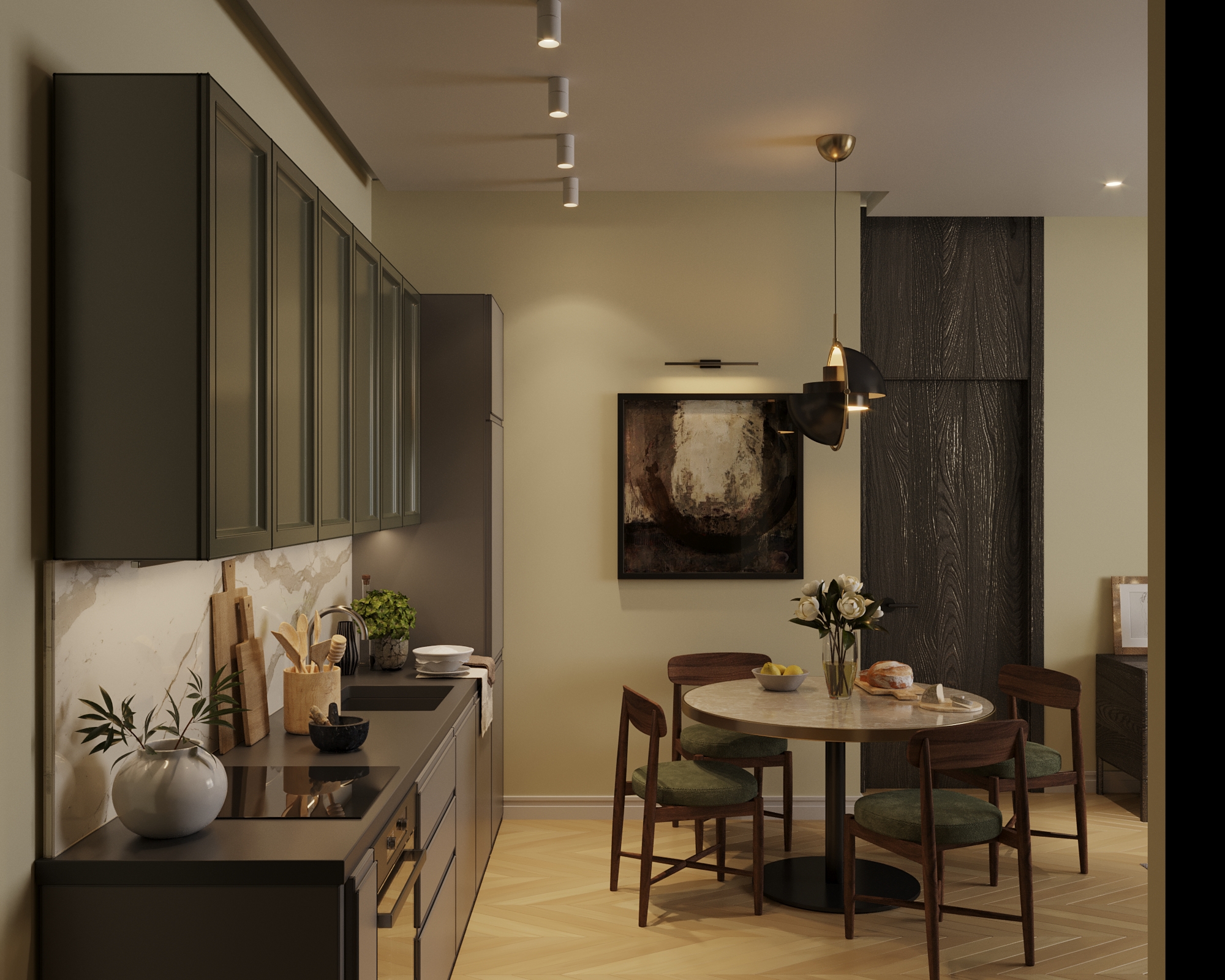 Corredor de cozinha em 3d max corona render imagem