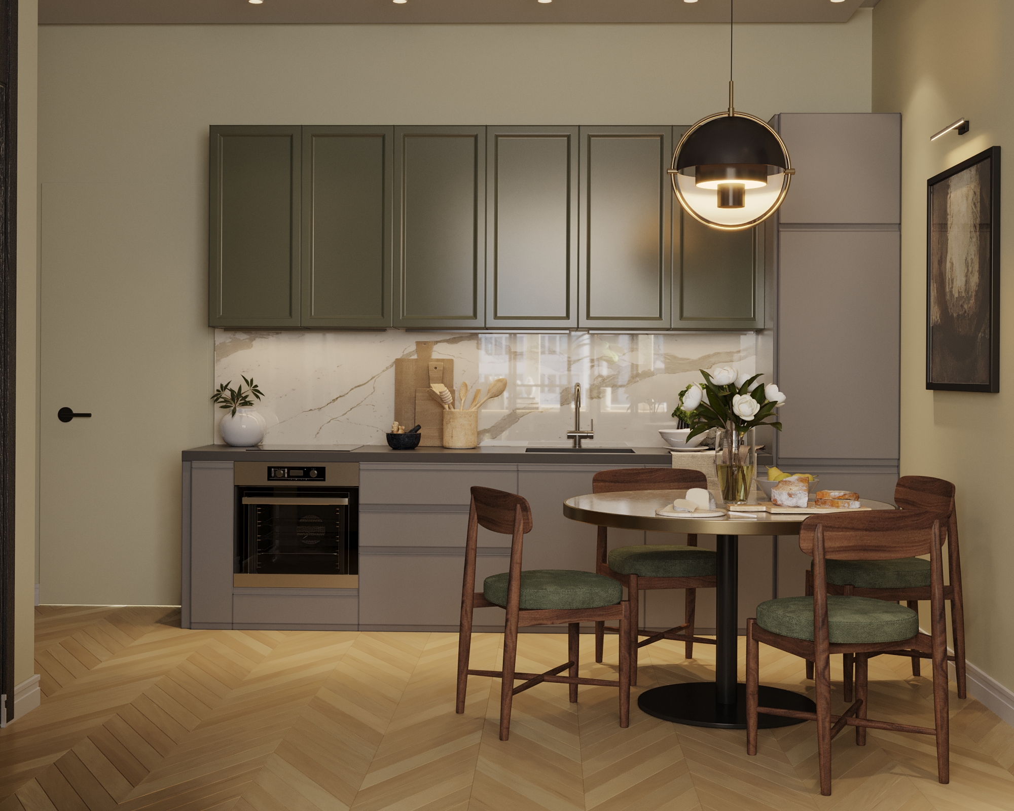 Corridoio di cucina in 3d max corona render immagine