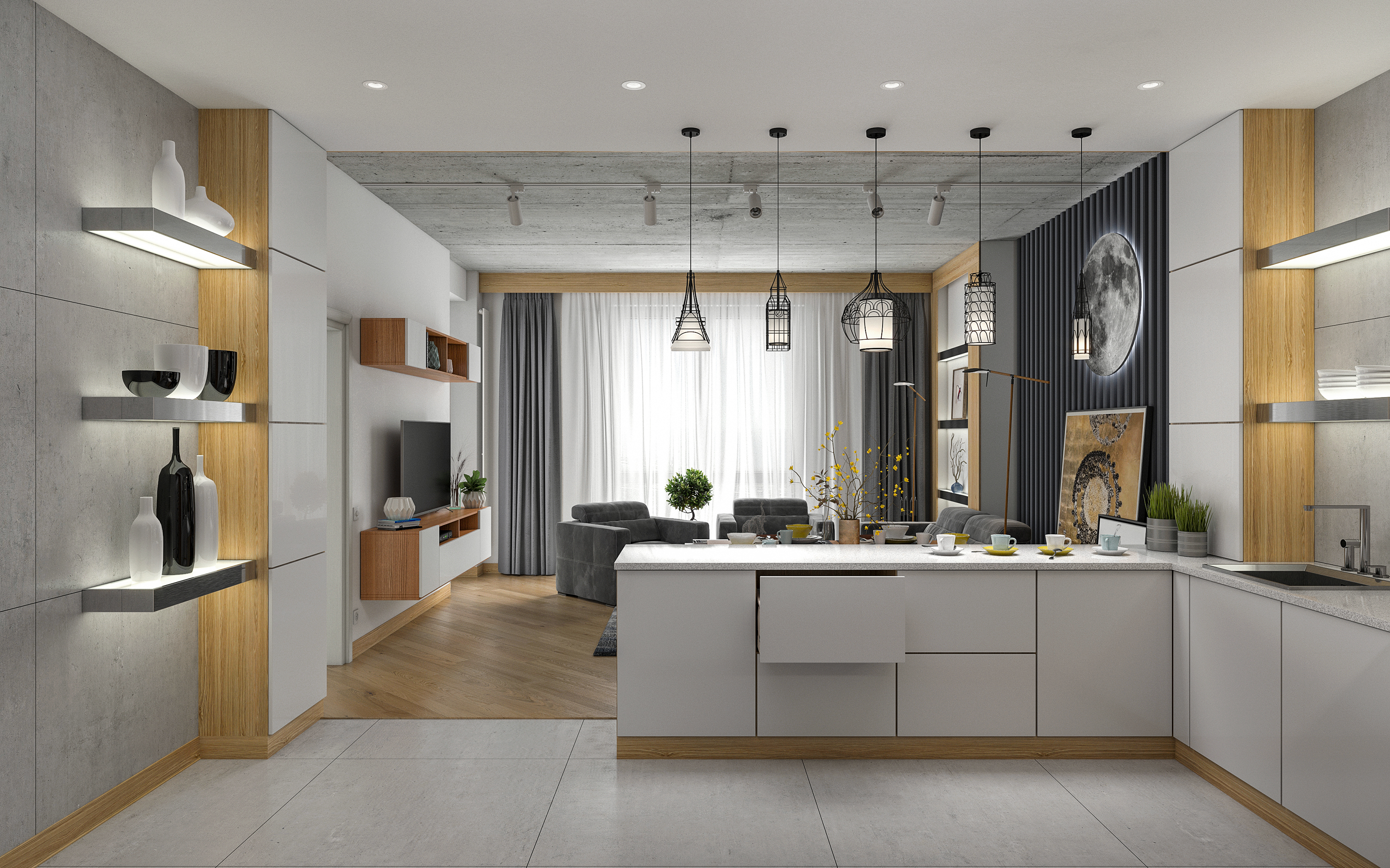 Appartement une chambre S68 dans 3d max corona render image