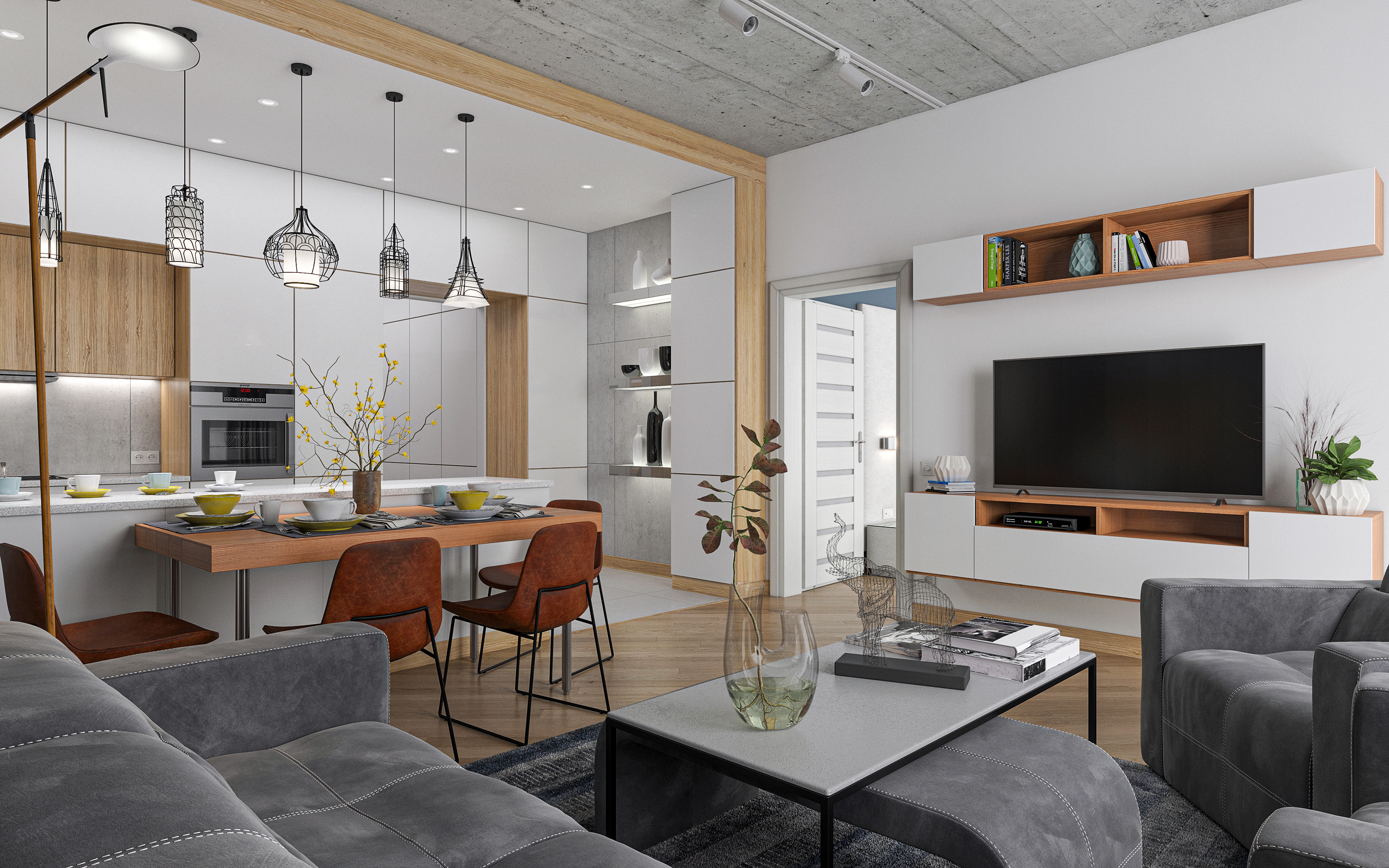 Appartement une chambre S68 dans 3d max corona render image