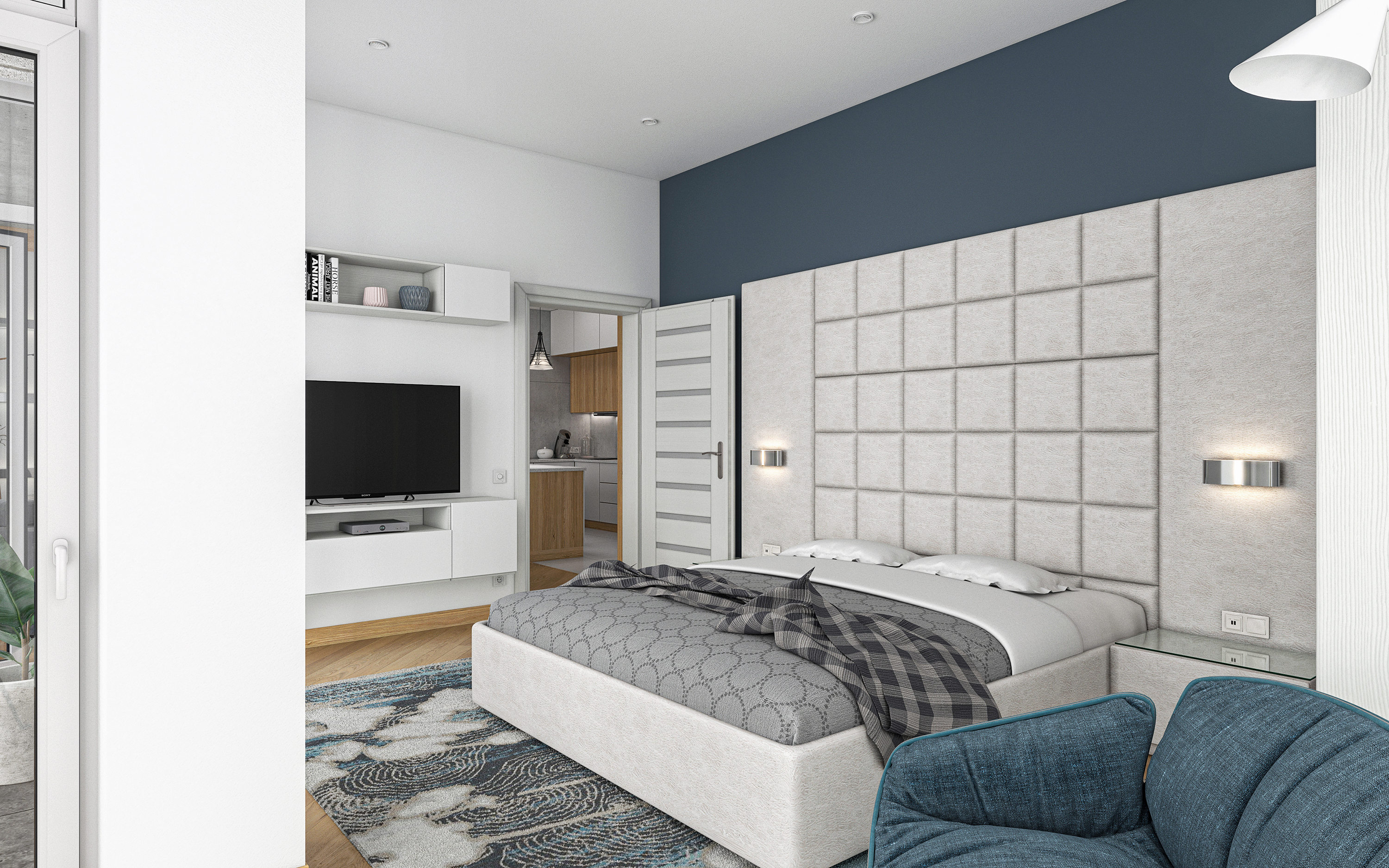 One bedroom apartment S68 in 3d max corona render image