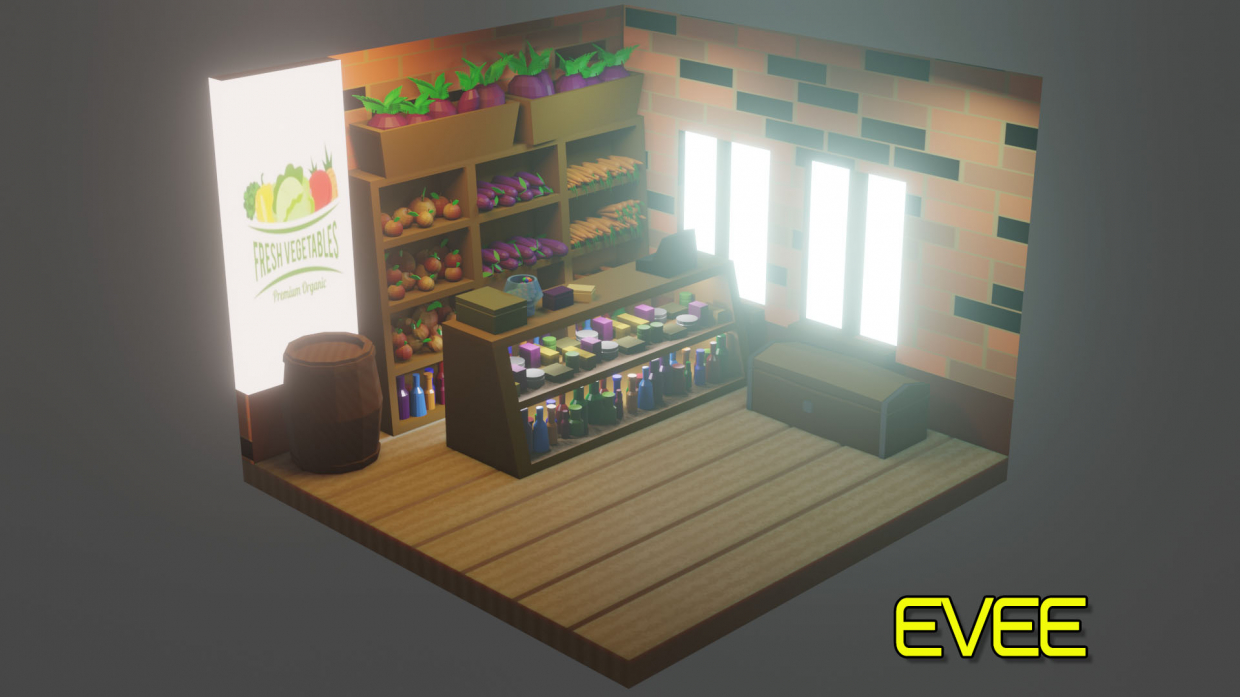 Vegets Shop. (Low-poly) в Blender cycles render зображення