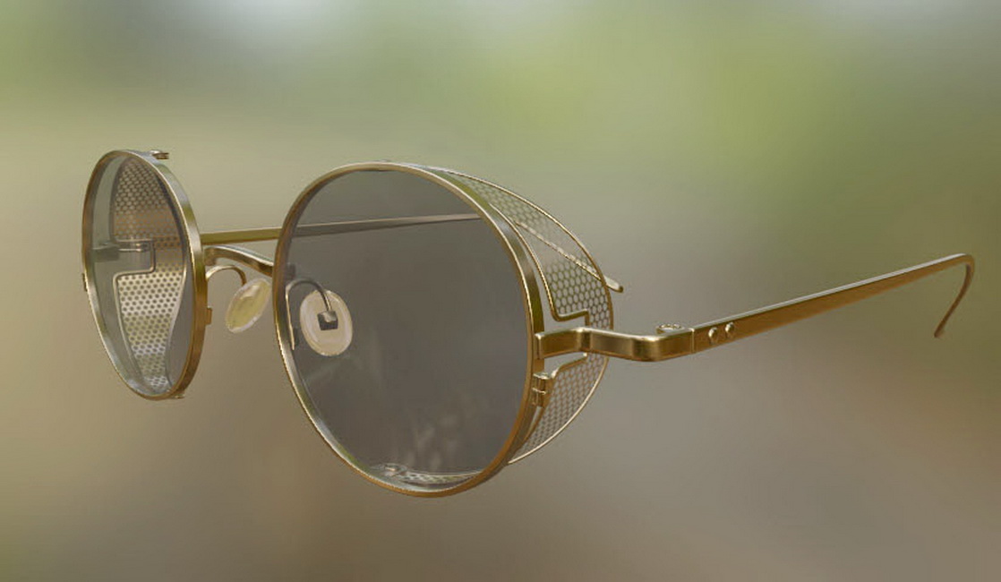 Glasses PT-01-Gold-Black in Blender cycles render image