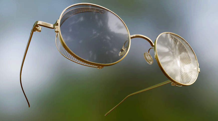 Glasses PT-01-Gold-Black in Blender cycles render image