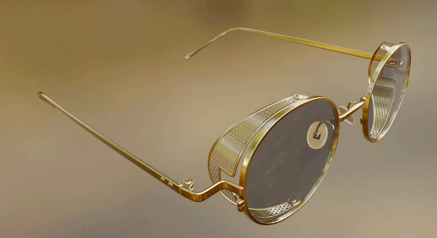 Glasses PT-01-Gold-Black in Blender cycles render image