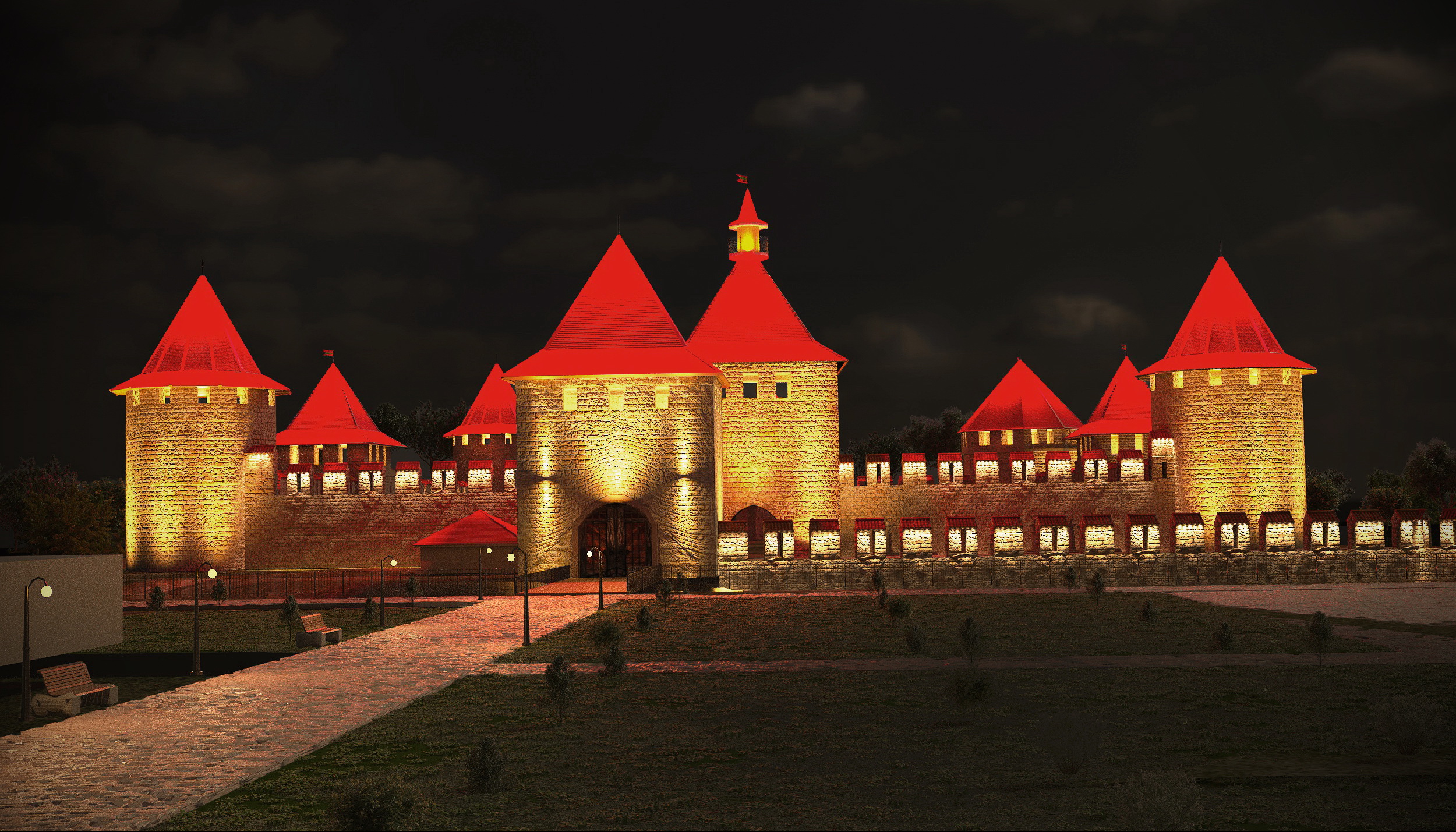 Light Scheme Bender Castle в 3d max corona render изображение