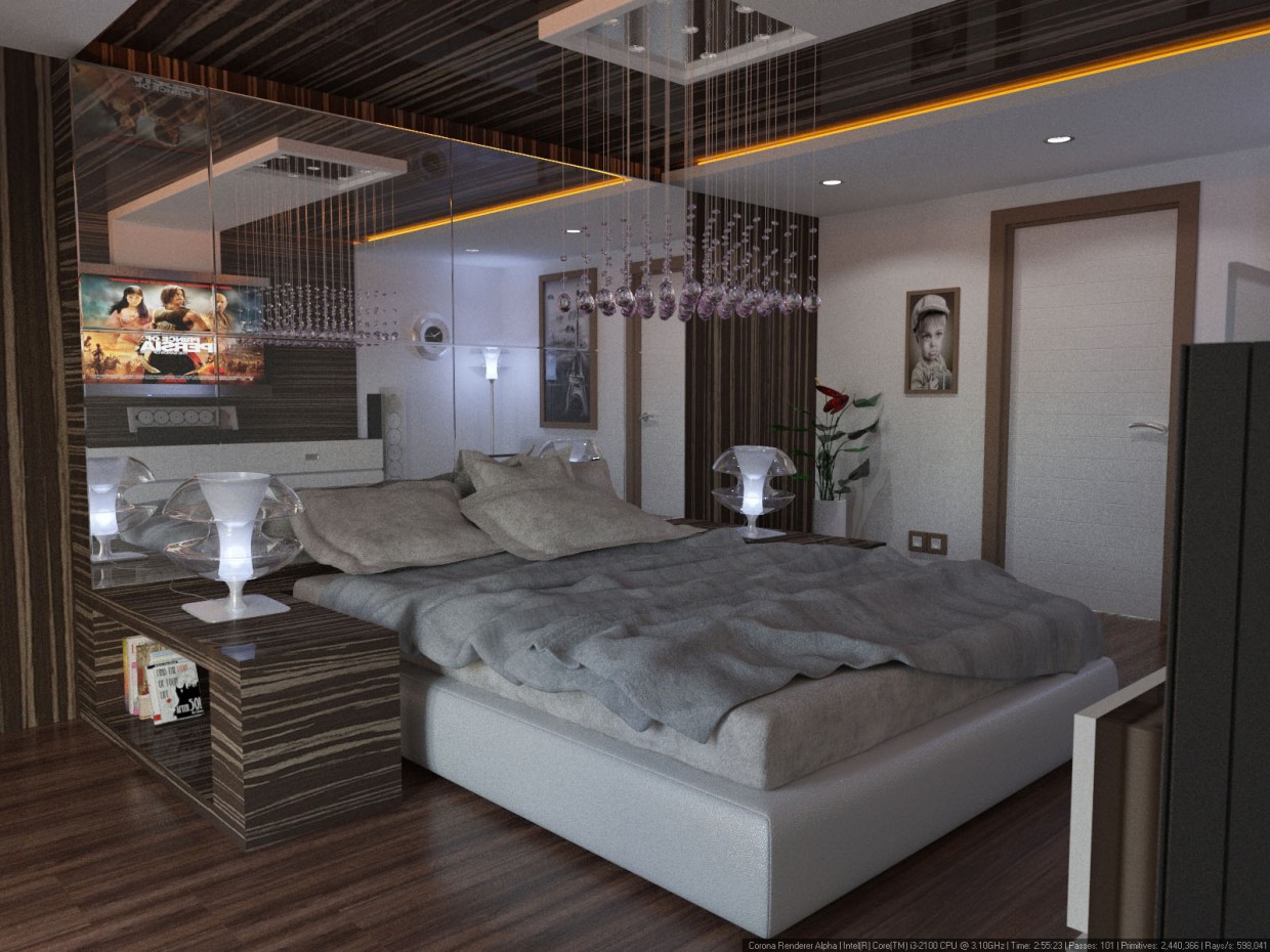 Schlafzimmer in 3d max corona render Bild