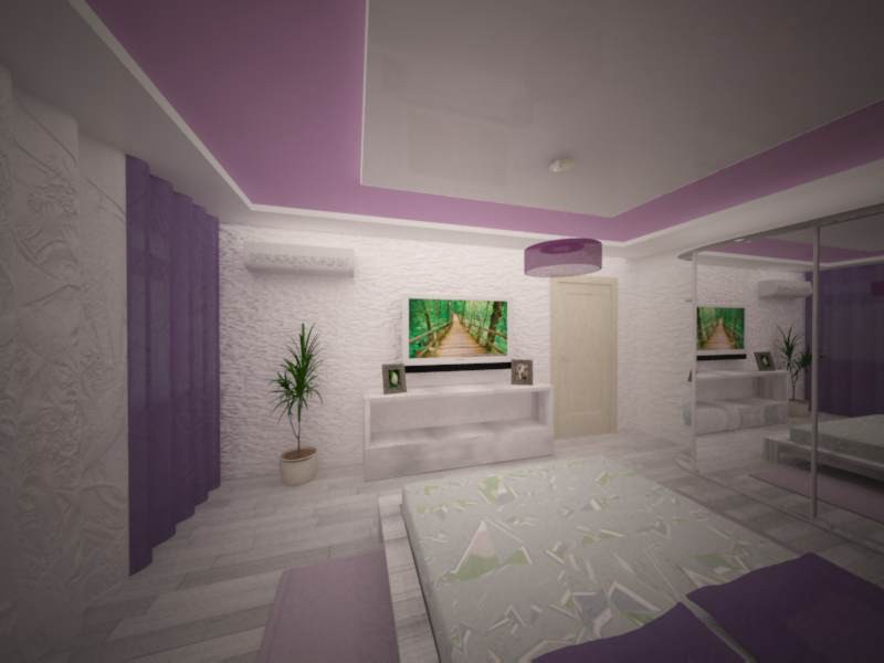 purple bedroom in 3d max vray image