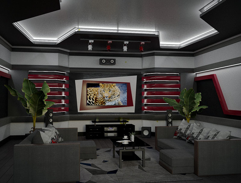 imagen de sala de estar en 3d max corona render