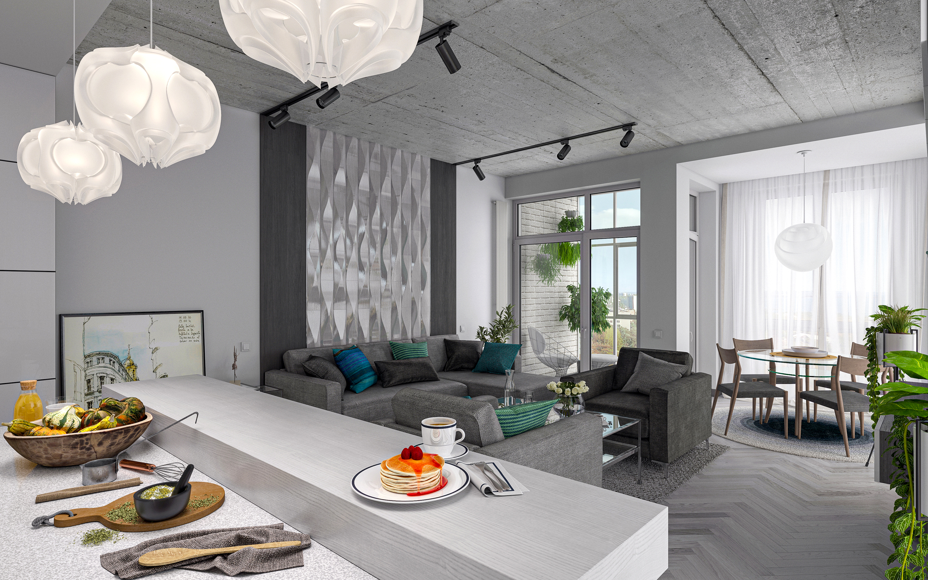 Appartement une chambre S66 dans 3d max corona render image