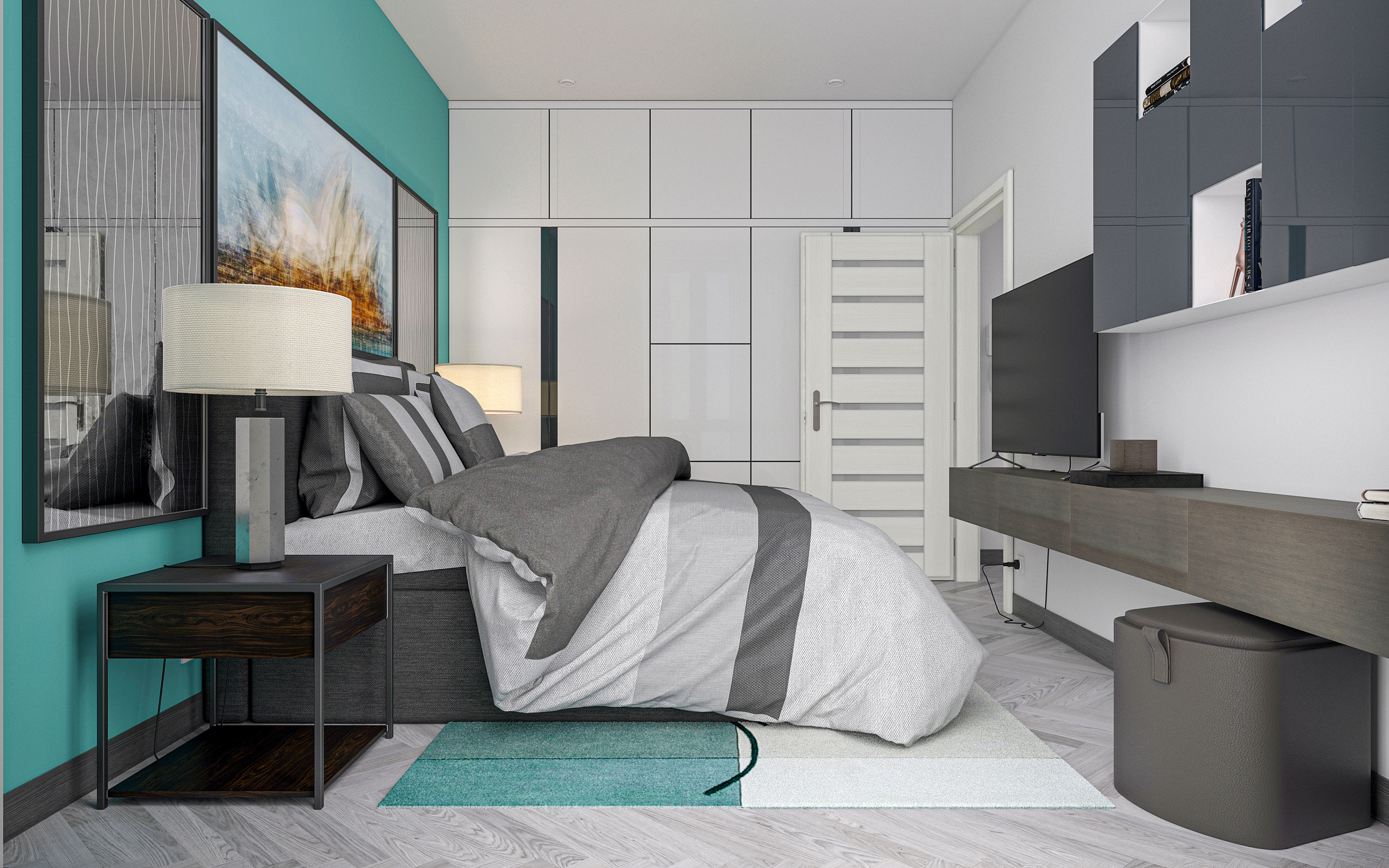 Apartamento de um quarto S66 em 3d max corona render imagem